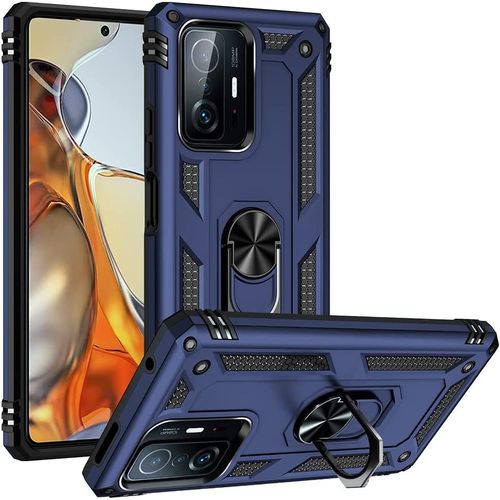 Coque Pour Xiaomi 11t Pro 5g(11t 5g) Etui, Pc Militaire + Tpu 2-En-1 Armour Protective Back Housse Avec Bracket, Bleu