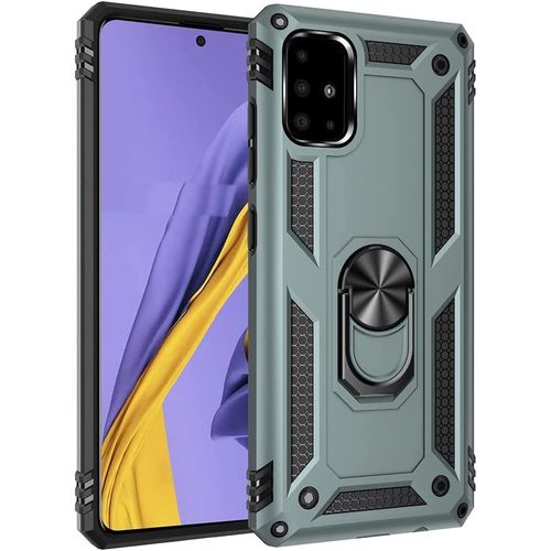 Coque Pour Samsung Galaxy A51 4g Etui, Pc Militaire + Tpu 2-En-1 Armour Protective Back Housse Avec Bracket, Vert