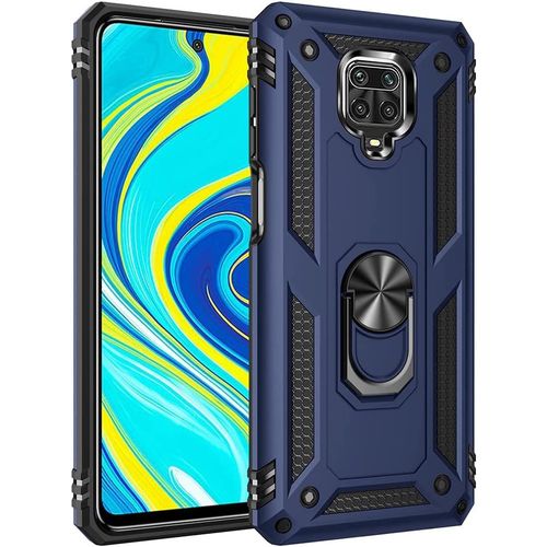 Coque Pour Xiaomi Redmi Note 9s(Note 9 Pro/Max) Etui, Pc Militaire + Tpu 2-En-1 Armour Protective Back Housse Avec Bracket, Bleu