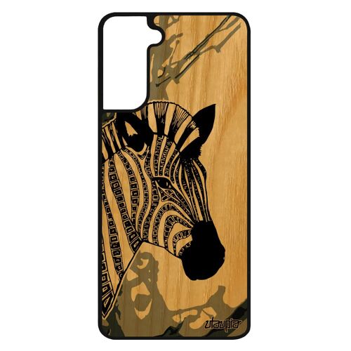 Coque En Bois Naturel Veritable Samsung S21+ Plus Silicone Zebre Pas Cher Etui Tatouage Cheval 4g Gris Azteque Noir Dessin De Galaxy