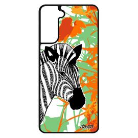 Coque Pour Samsung Galaxy S21 Silicone Zebre Cheval Homme Orange Feuilles Ethnique Fleur Africain Savane Artiste Pas Cher Smartphone