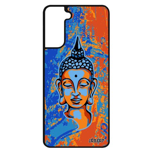 Coque silicone Samsung S21 bouddha dessin portrait de protection zen journal bouddhisme jolie illustration rigide tibet Bleu galaxy
