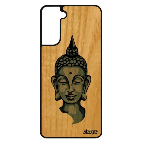 Coque Samsung Galaxy S21+ Plus Bois Silicone Bouddha Smartphone Femme Thailande Pochoir Nepal De Luxe Portrait Bumper Yoga Telephone