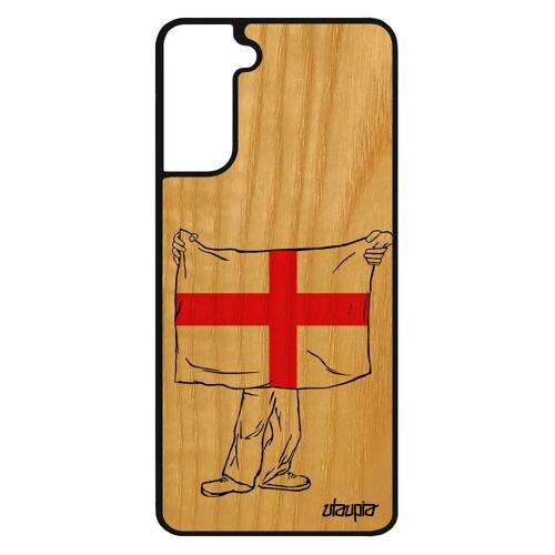 Coque Pour Samsung Galaxy S21 Bois Silicone Drapeau Angleterre Anglais Foot 4g Grande Bretagne Basket Case Jeux Olympiques Jo Euro