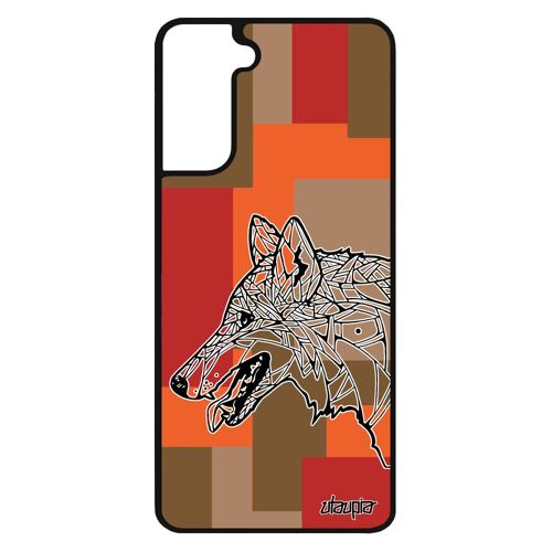 Coque Silicone De Protection Samsung Galaxy S21 Loup Aluminium Tribal Dessin Antichoc Carré Husky Chien Homme Cube Geometrique Tpu