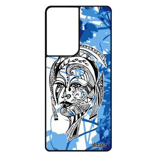 Coque pour S21 Ultra silicone femme fille Bleu bumper tribal dessin fantaisie fleur feerique de protection rigide Samsung galaxy