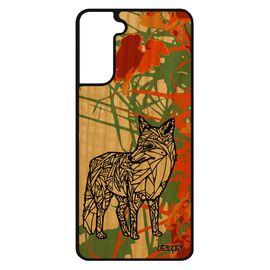 Coque Silicone Antichoc Pour Samsung Galaxy S21 En Bois Renard Mobile Polaire Telephone Fille De Luxe Dessin Tribal Orange Animaux