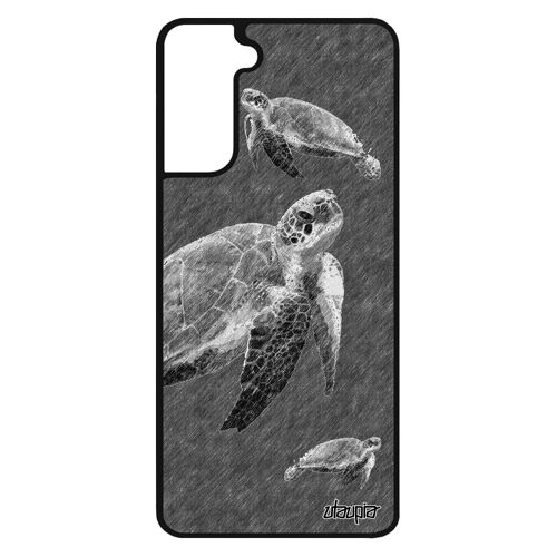 Coque Samsung S21 Silicone Tortue Effet Antichoc Personnalisé Gris Marine Telephone Ocean Dessin Ven. Original Design Geante Galaxy