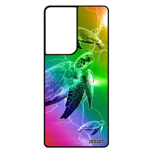 Coque Samsung Galaxy S21 Ultra Silicone Tortue De Protection Telephone Design Jaune Luth Smartphone De Mer Ocean Eclair Animal Motif