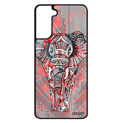 Coque elephant pour Samsung S21+ Plus silicone plume multicolore ethnique cadeau de noel sagesse Rouge case TPU homme cover galaxy
