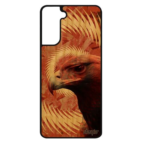 Coque silicone Samsung S21+ Plus bois aigle oiseau mandala design animaux case etui solide rapace orange animal texture 4G de galaxy