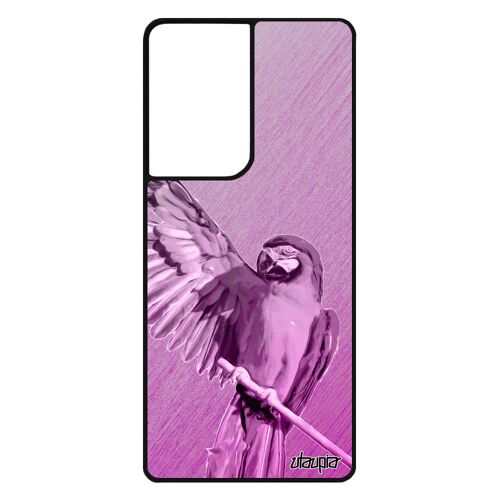 Coque Pour Samsung S21 Ultra Silicone Perroquet Perruche Aluminium Telephone Design Texture Oiseau Effet Animaux Personnalisé Galaxy