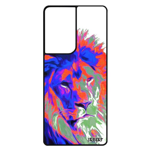 Coque En Silicone Pour Samsung S21 Ultra Lion Fauve Savane Housse Animaux Pochoir Animal Portable Street Art Roi Orange Felin Galaxy