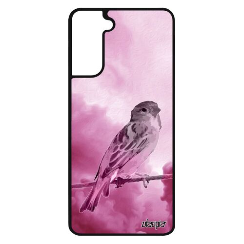 Coque en silicone S21 oiseau nuage de protection animal animaux mobile petit rose motif nature portable ciel moineau Samsung galaxy
