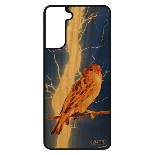 Coque Oiseau Samsung S21 Bois Silicone Animal Housse Bleu 4g Moineau Orage Animaux Petit Design Foudre Noir Telephone Eclair Galaxy