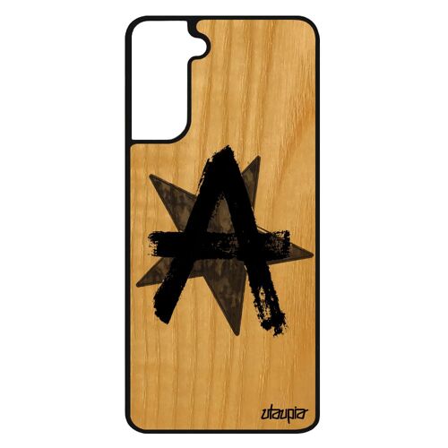 Coque Pour Galaxy S21+ Plus Bois Silicone Anarchie Peinture Symbole Graff Dessin Urbain Revolution Ni Dieu Ni Maitre Homme Samsung