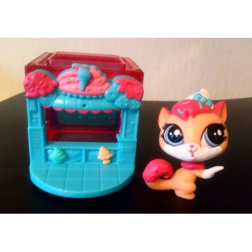Figurine Littelst Petshops Chat Marchand De Glace Avec Magasin Cube
