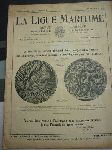 La Ligue Maritime 1918 Numéro Spécial "Les Crimes De L'allemagne Sur Mer"