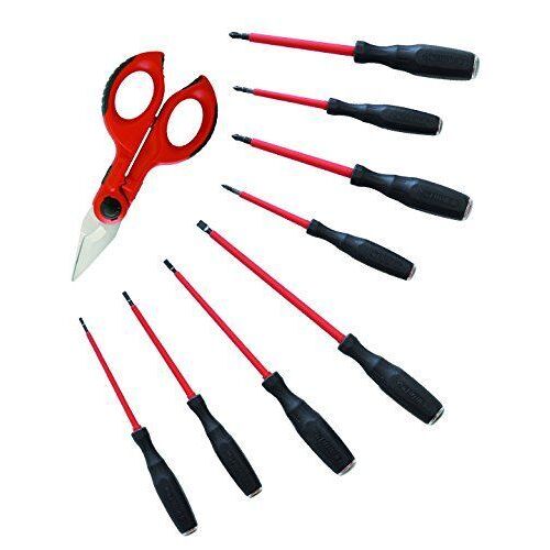 Intercable AO1714 Lot de 8 Tournevis avec Ciseaux Rouge F1