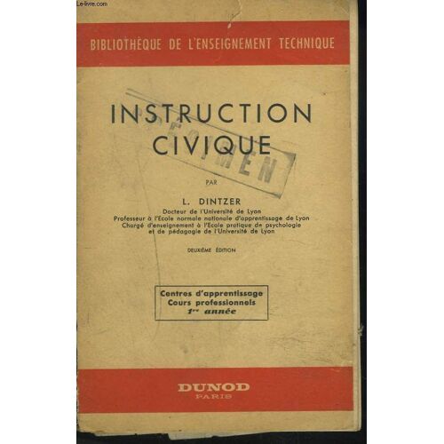 Instruction Civique. Cours D'apprentissage, Cours Professionnels 1re Annee.