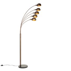 Qazqa Design Design Vloerlamp Brons Met Goud 5-Lichts - Sixties Marmo Acier /Pierre/Béton Bronze,Doré/Laiton Oblongue / Luminaire / Lumiere / Éclairage / Intérieur / Salon E14 Max. 5 X 25...