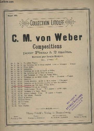 Compositions Pour Piano A 2 Mains - N° 12 : Op.37 : Variations Sur L'air Russe : Schöne Minka.