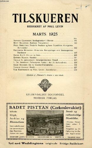 Tilskueren, Marts 1925 (Indhold: Sophus Claussen: Søndagstanker I Skoven. Bent Holstein: Radikale Perspektiver. Poul Nørlund: Frederik Poulsen Og Hans Expedition Til Engelske Herresæder. ...