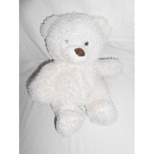 Doudou Ours En Peluche Beige Creme Ecru Truffe Marron Poils Longs Bouclette 24 Cm Assis 4004-020507 Gipsy