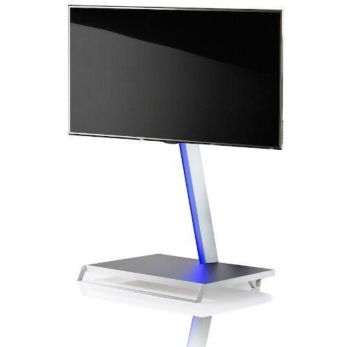 VCM Meuble TV 17833 Bigosa avec Éclairage à LED et Télécommande Aluminium/MDF Blanc/Anthracite
