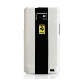 Coque Protection License Ferrari Blanc Raye Noir Samsung Galaxy S2 I9100