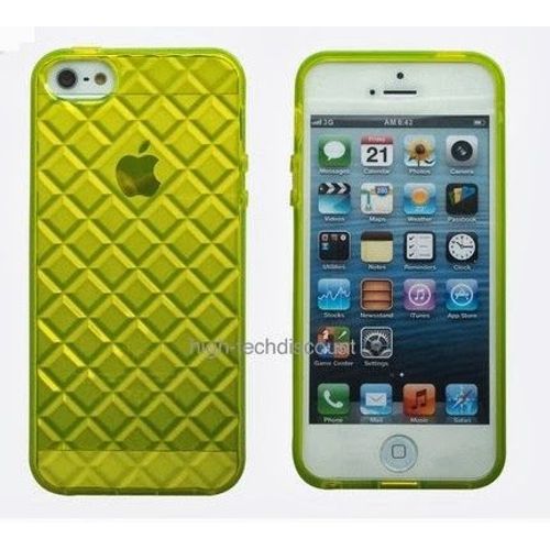 Housse Etui Coque Gel Diamant Jaune Pour Apple Iphone 5 5s 5g + Film Ecran