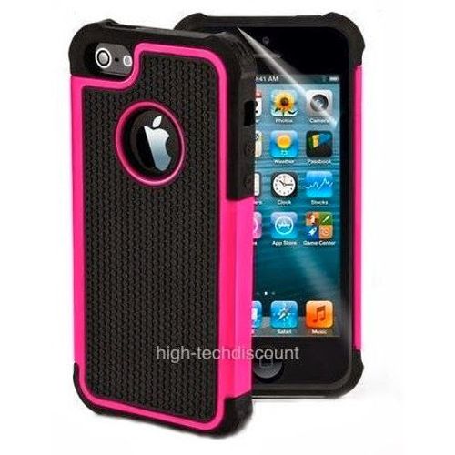 Housse Etui Coque Rigide Anti Choc Rose Fonce Pour Apple Iphone 5 5s 5g + Film Ecran