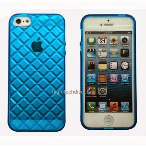 Housse Etui Coque Gel Diamant Bleu Fonce Pour Apple Iphone 5 5s 5g + Film Ecran