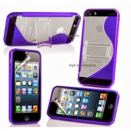 Housse Etui Coque Gel Support Mauve Pour Apple Iphone 5 5s 5g + Film Ecran