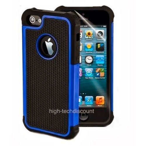 Housse Etui Coque Rigide Anti Choc Bleu Pour Apple Iphone 5 5s 5g + Film Ecran