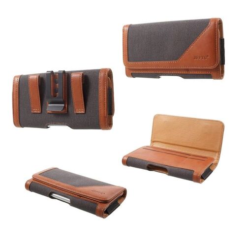 Étui Horizontal Housse Clip Métal Ceinture Pince Design En Textile Et Cuir Pour Oppo Reno 10x (2019) - Marron
