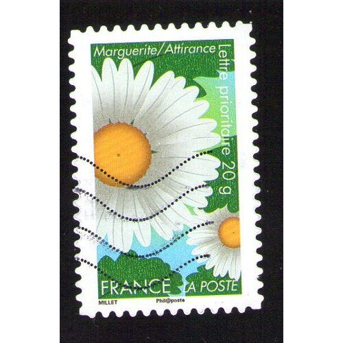 Timbre Oblitéré Used Stamp Selo Carimbado Carnet Dites-Le Avec Des Fleurs Marguerite Attirance France 2012