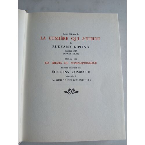 Guilde Des Bibliophiles: 1907 : La Lumière Qui S'éteint, Par Rudyard Kipling (291 Pages)