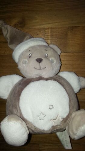 Doudou Ours Kimbaloo La Halle Peluche Étoile Gris Beige 25 Cm Avec Le Bonnet