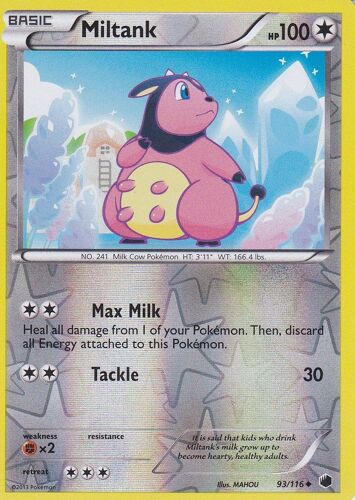 Carte Pokemon - Miltank ( Ecremeuh ) - 93/116 - Reverse - Glaciation Plasma - Version Anglaise -