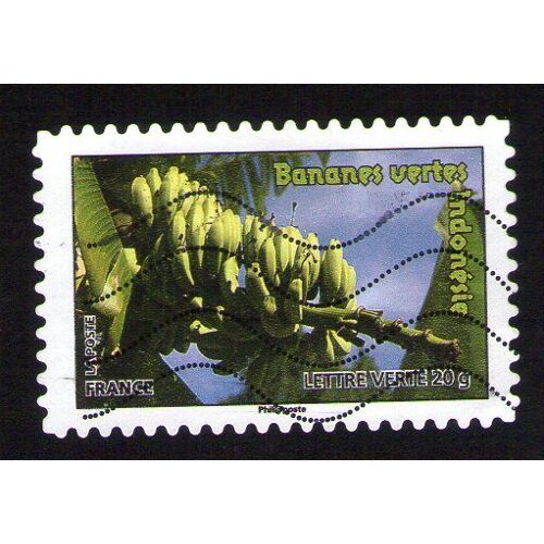 Timbre Oblitéré Used Stamp Carnet Des Fruits Pour Une Lettre Verte Bananes Vertes Indonésie France 2012