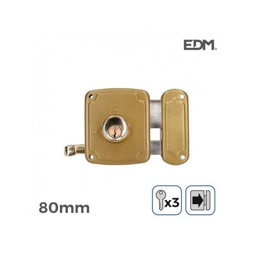 GENERIQUE - Serrure Droite 80mm 3 Clés Inclus