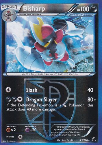 Carte Pokemon - Bisharp ( Scalproie De Team Plasma ) - 73/116 - Holo Reverse - Glaciation Plasma - Version Anglaise -