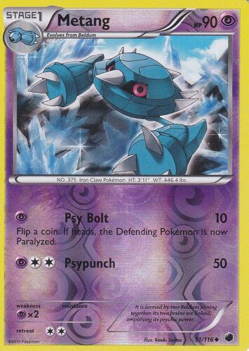 Carte Pokemon - Metang - 51/116 - Reverse - Glaciation Plasma - Version Anglaise -
