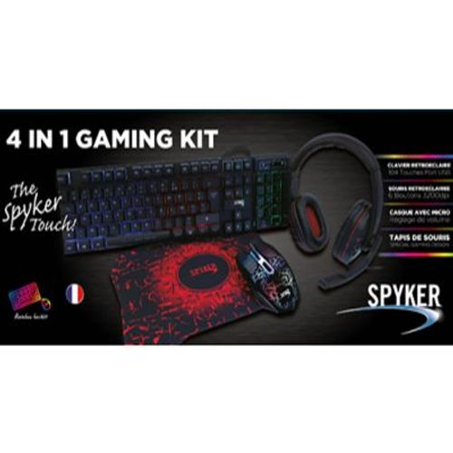 Pack Gaming 4 en 1 SPYKER - Clavier -Souris-Tapis- Casque KM401G COMBO