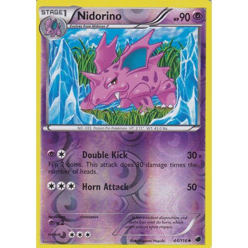 Carte Pokemon - Nidorino - 44/116 - Reverse - Glaciation Plasma - Version Anglaise -