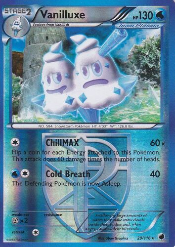Carte Pokemon - Vanilluxe ( Sorbouboul ) - 29/116 - Holo Reverse - Glaciation Plasma - Version Anglaise -