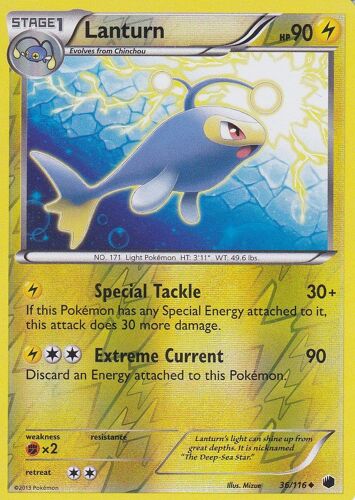 Carte Pokemon - Lanturn - 36/116 - Reverse - Glaciation Plasma - Version Anglaise -
