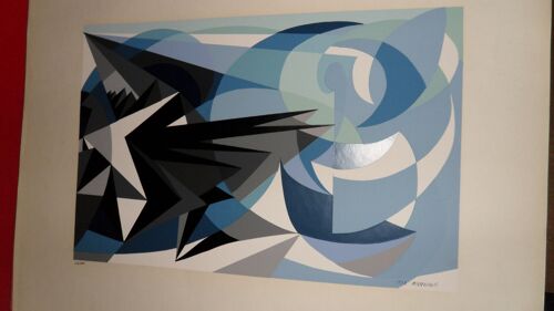 Estampe De L'artiste Giacomo Balla Et Signée Du Cachet.  Titre  Pessimismo E Optimismo