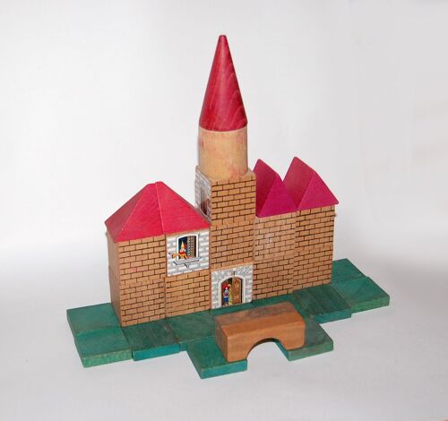 Chateau Gothique Moyen Age Jeux De Construction Bois Peint 60/70